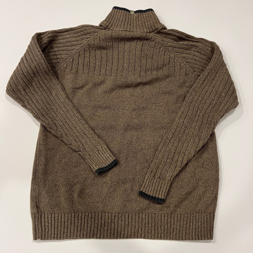 Columbia Mens Brown 1/4 Zip Cotton Sweater Ribbed‎ Mock Neck Outdoor Heritage - Picture 7 of 9